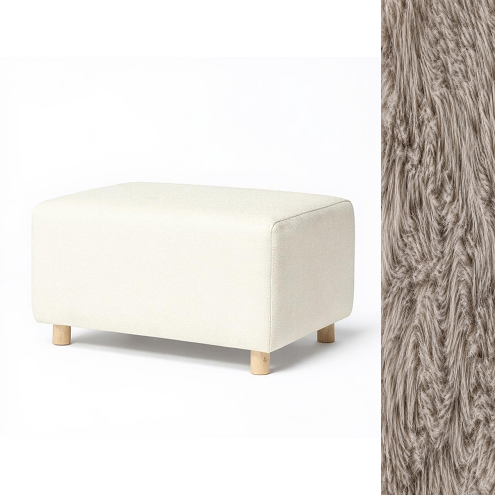 Wide Rectangle Ottoman with Wood Base I157