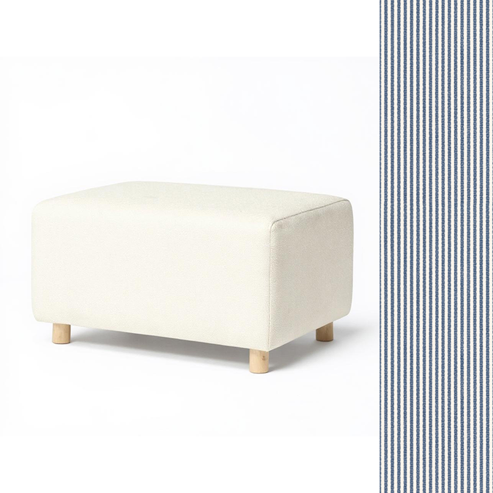 Wide Rectangle Ottoman with Wood Base I157