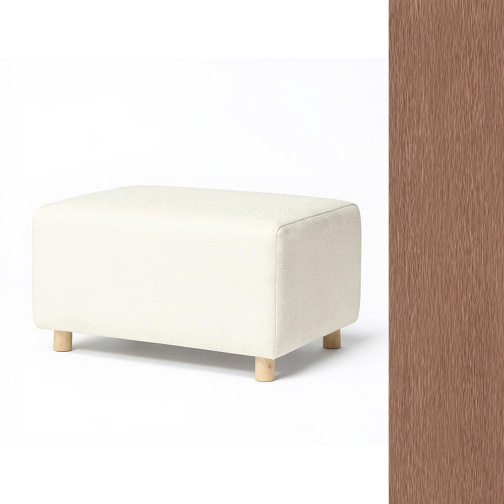 Wide Rectangle Ottoman with Wood Base I157