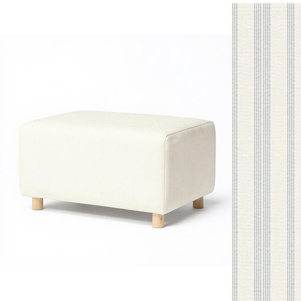 Wide Rectangle Ottoman with Wood Base I157