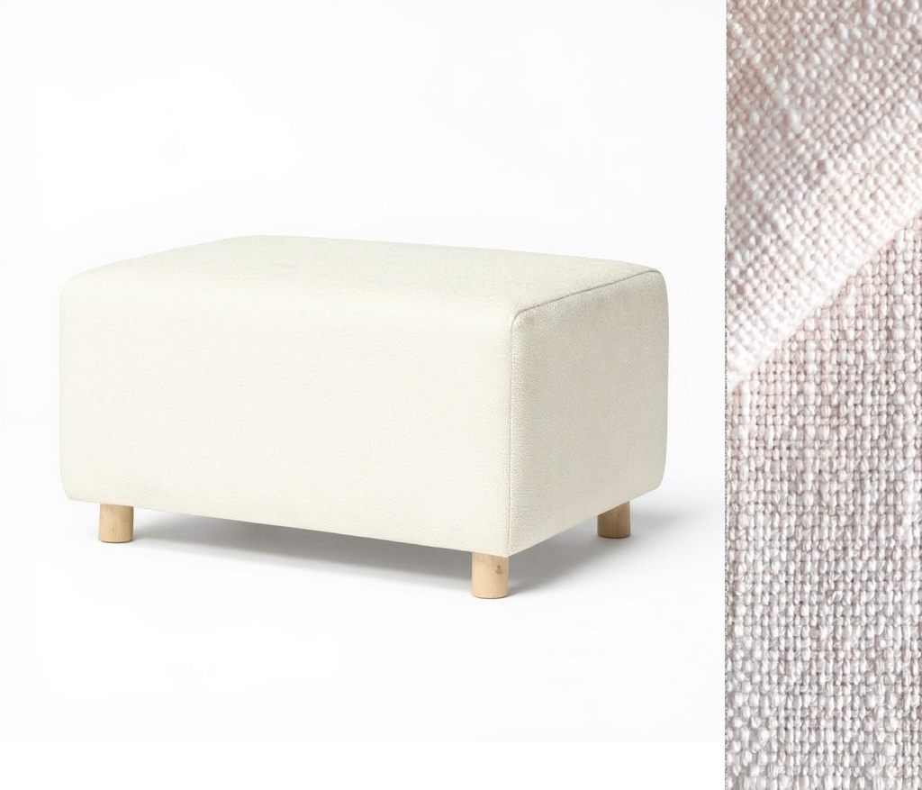 Wide Rectangle Ottoman with Wood Base I157