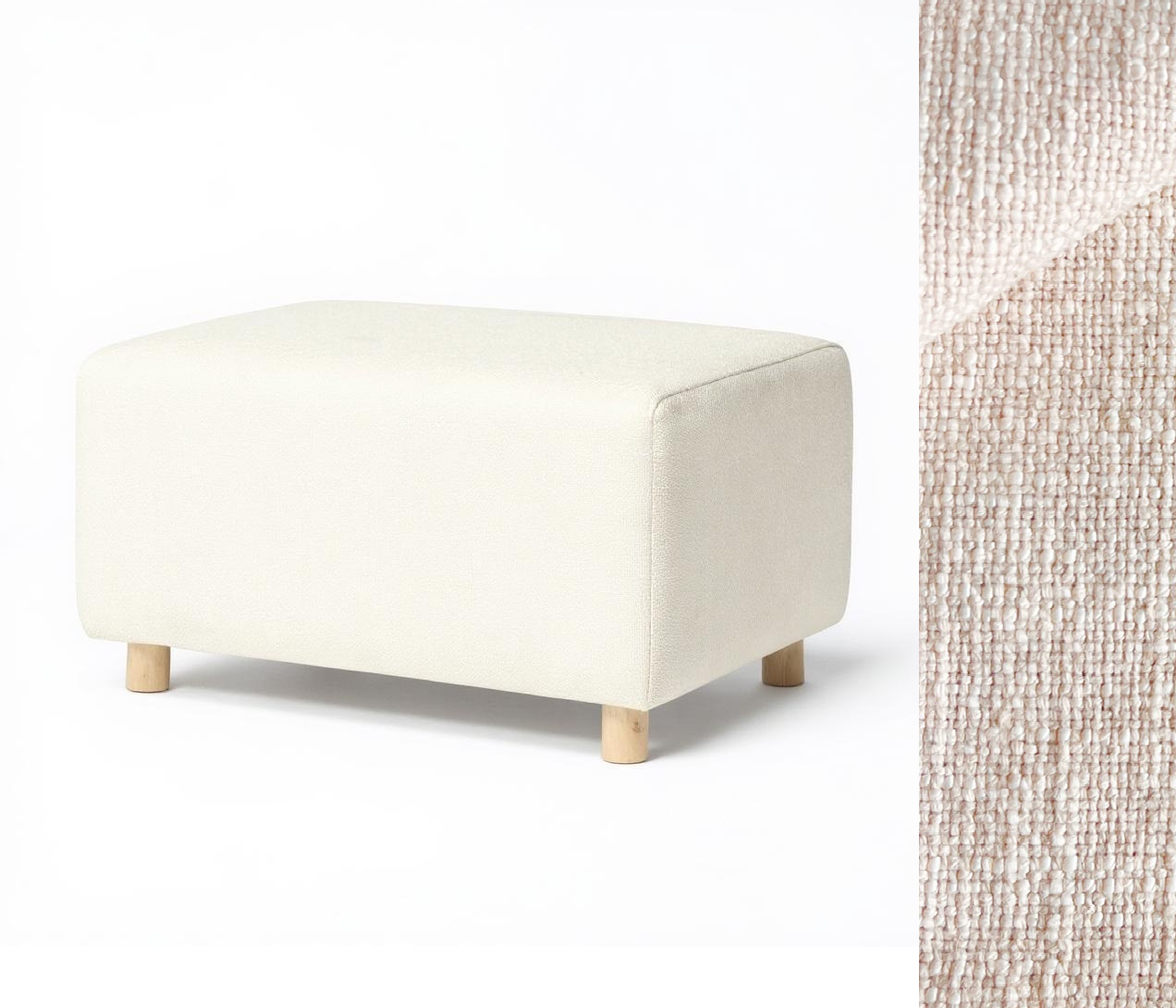 Wide Rectangle Ottoman with Wood Base I157