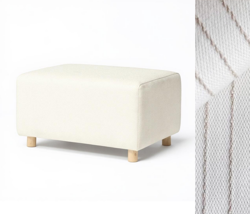 Wide Rectangle Ottoman with Wood Base I157