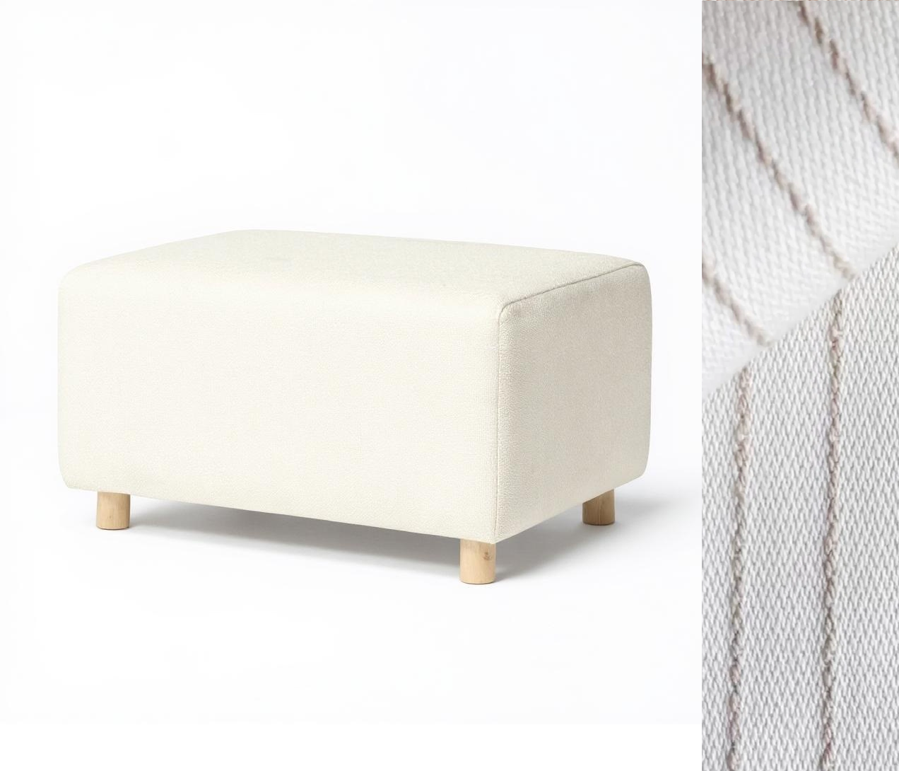 Wide Rectangle Ottoman with Wood Base I157