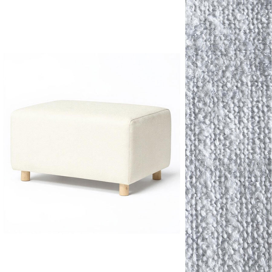 Wide Rectangle Ottoman with Wood Base I157