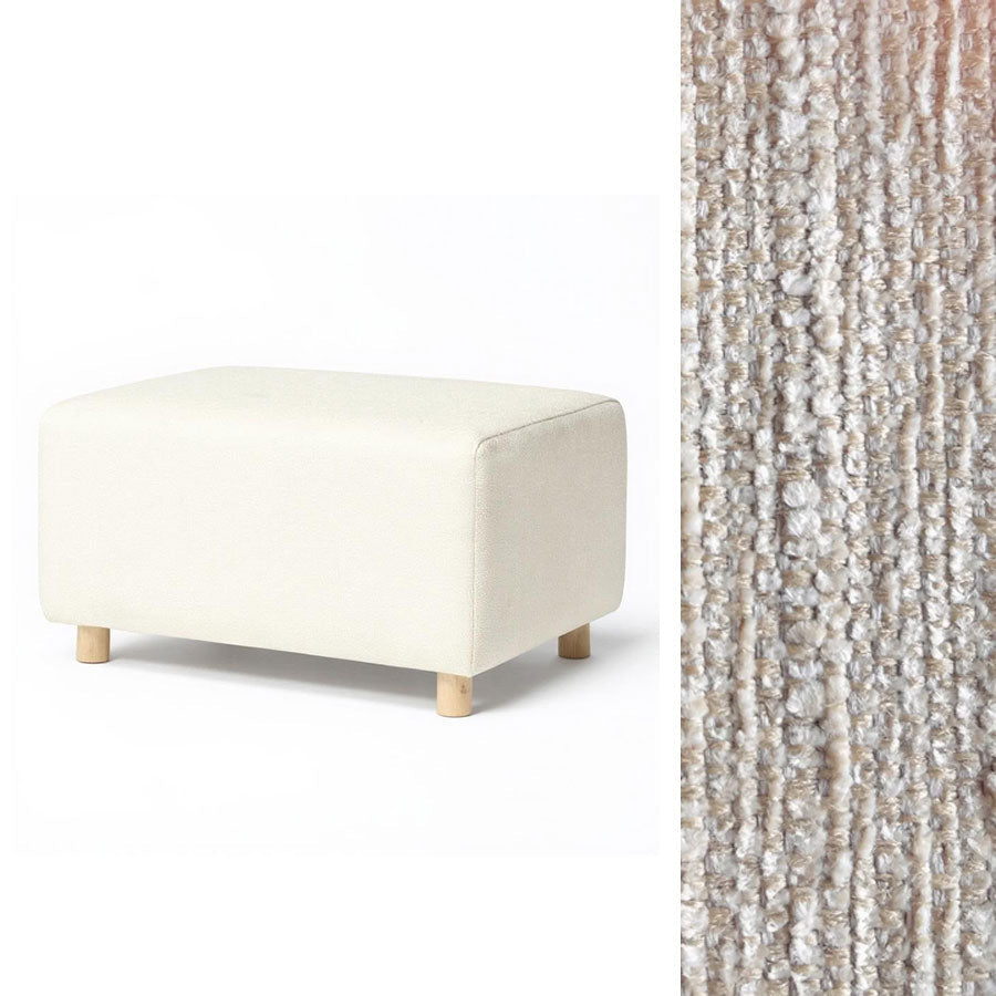 Wide Rectangle Ottoman with Wood Base I157