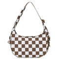 Ounamei Checkered Crescent Shoulder Bag | Women's Underarm hobo handbags Nylon Small Tote Bag