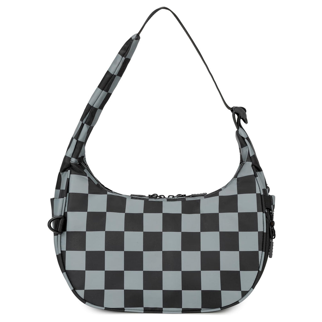 Ounamei Checkered Crescent Shoulder Bag | Women's Underarm hobo handbags Nylon Small Tote Bag