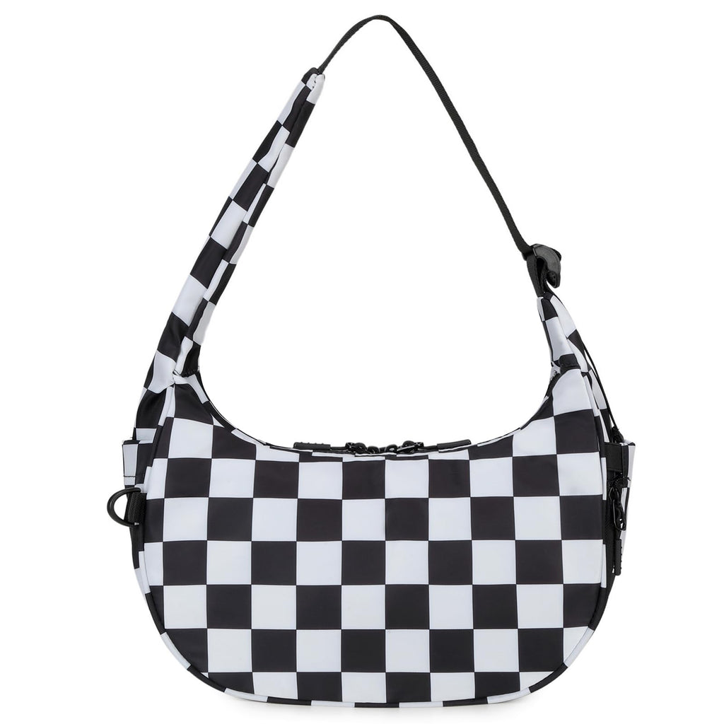 Ounamei Checkered Crescent Shoulder Bag | Women's Underarm hobo handbags Nylon Small Tote Bag