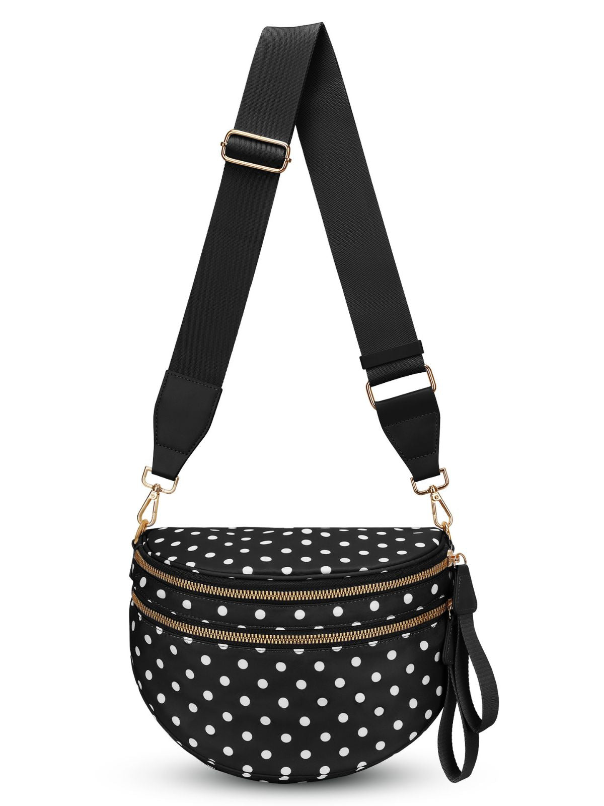 Ounamei Polka Dots Crossbody Bum Bag for Women | Large Capacity Belt Bag for Moms & Everyday Travel