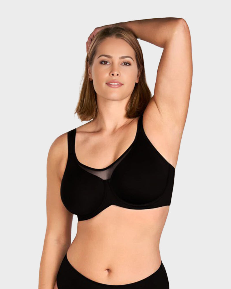 Plus Size Unlined Full Coverage Non-padded Cooling Minimizer Bra