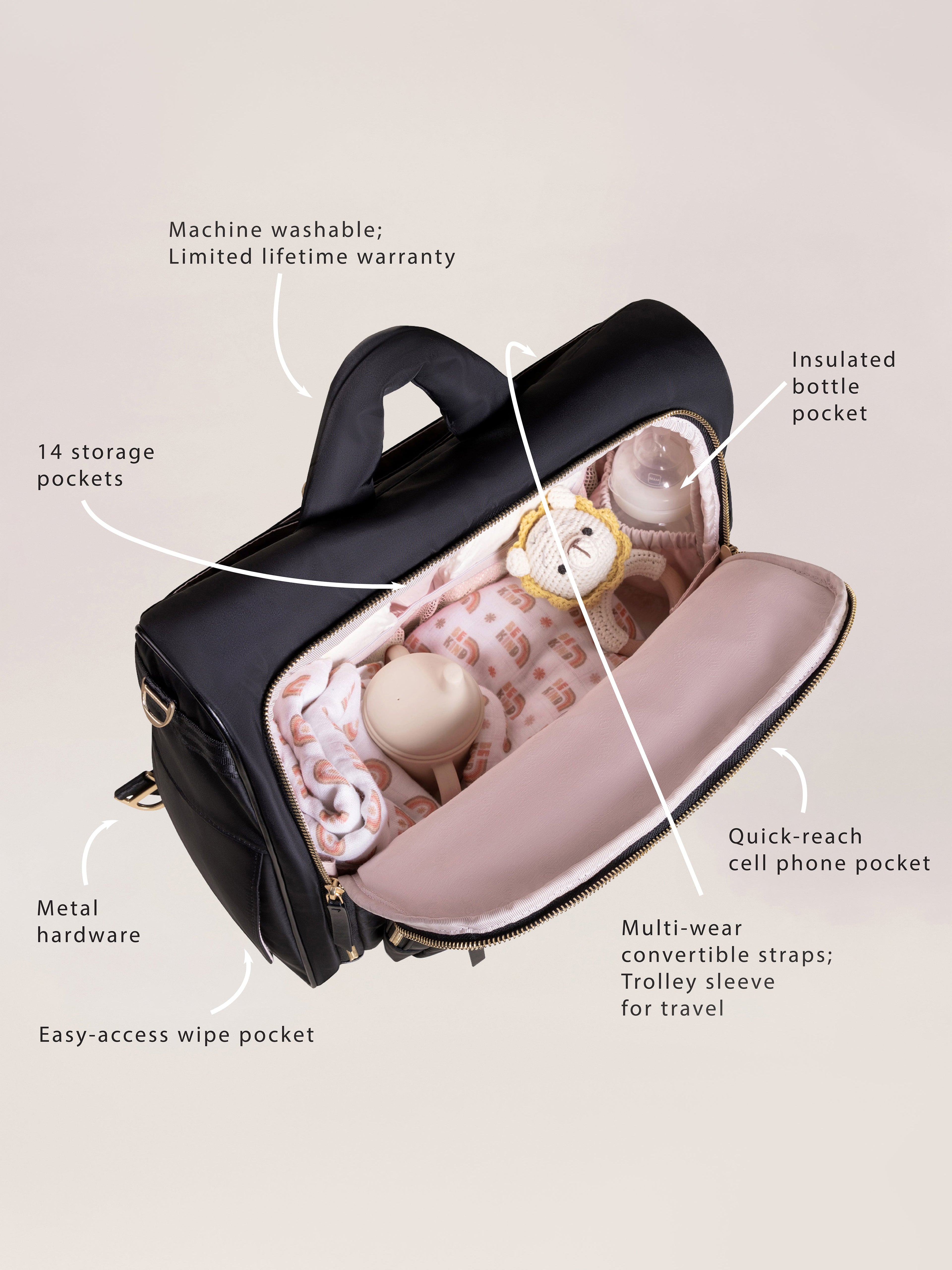 Satchel Diaper Bag - Black E67081