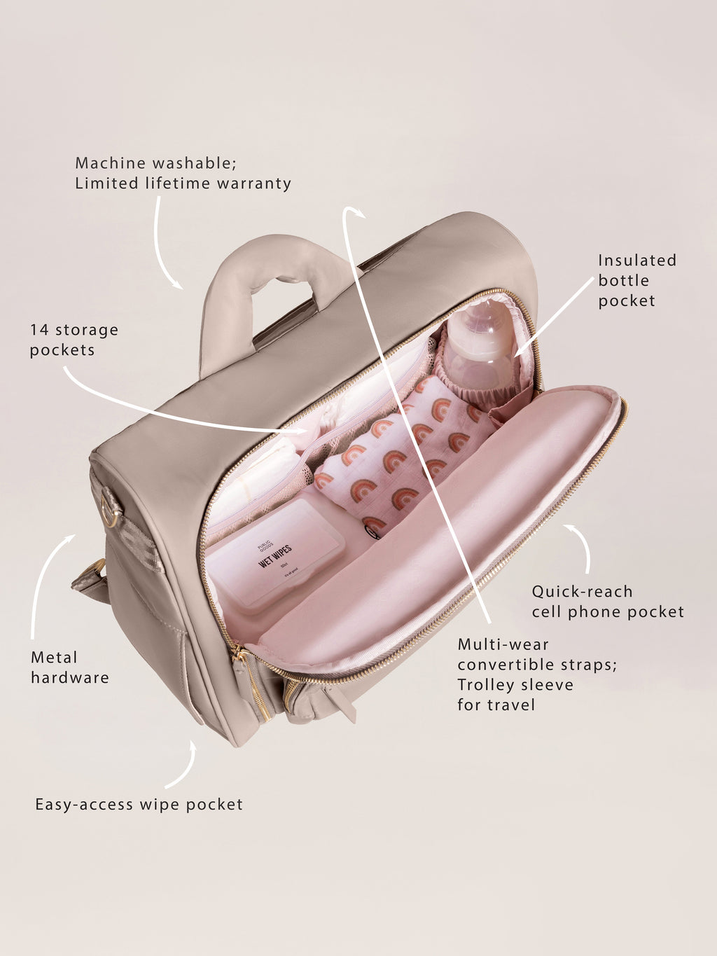 Satchel Diaper Bag - Taupe V818493