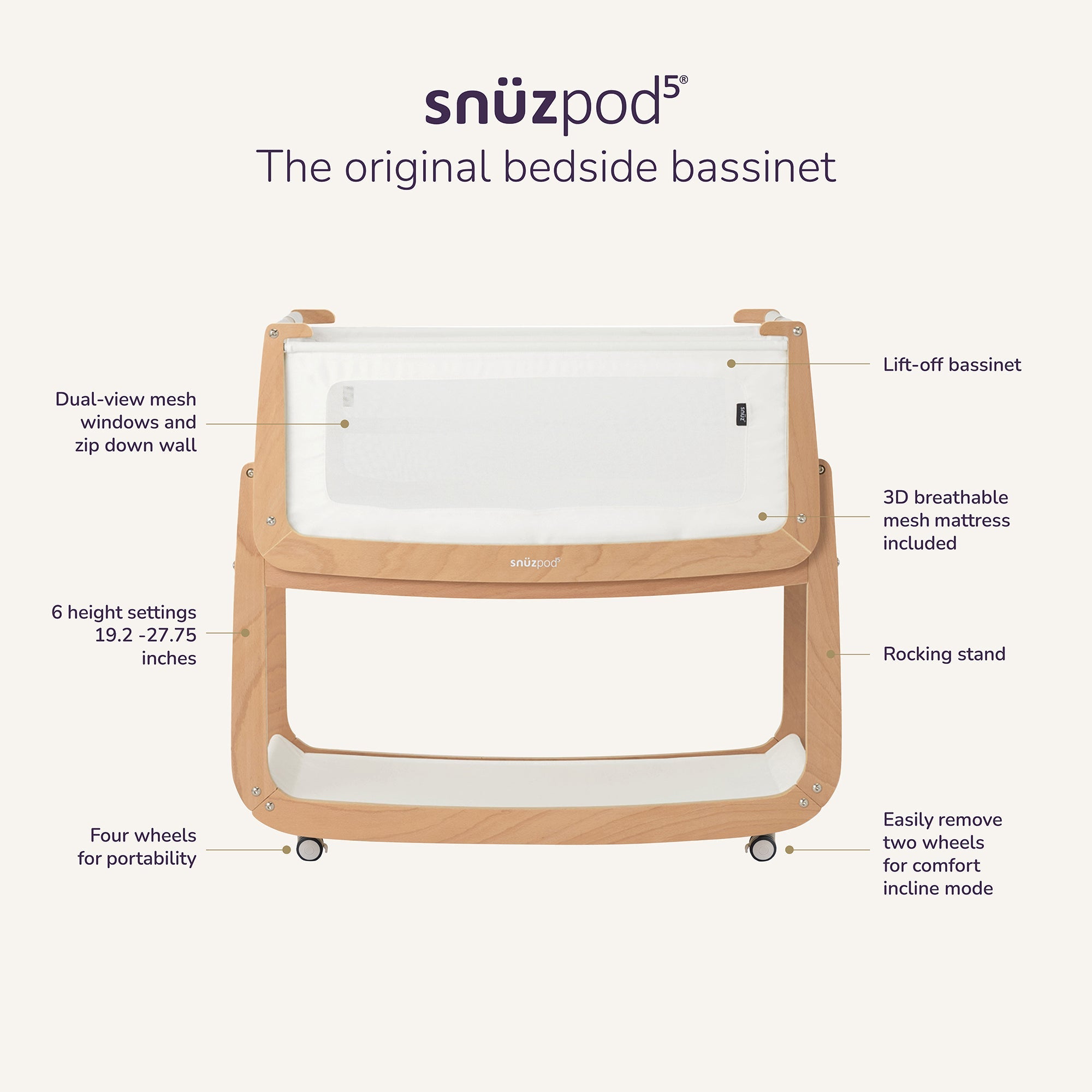 Bedside Bassinet - Walnut R9977