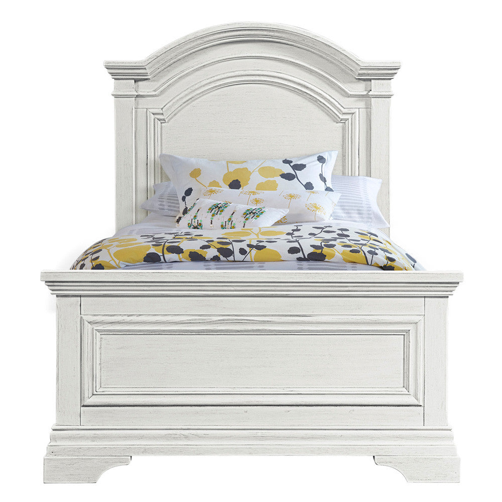 Twin Bed with Arch Top in Brushed White J179