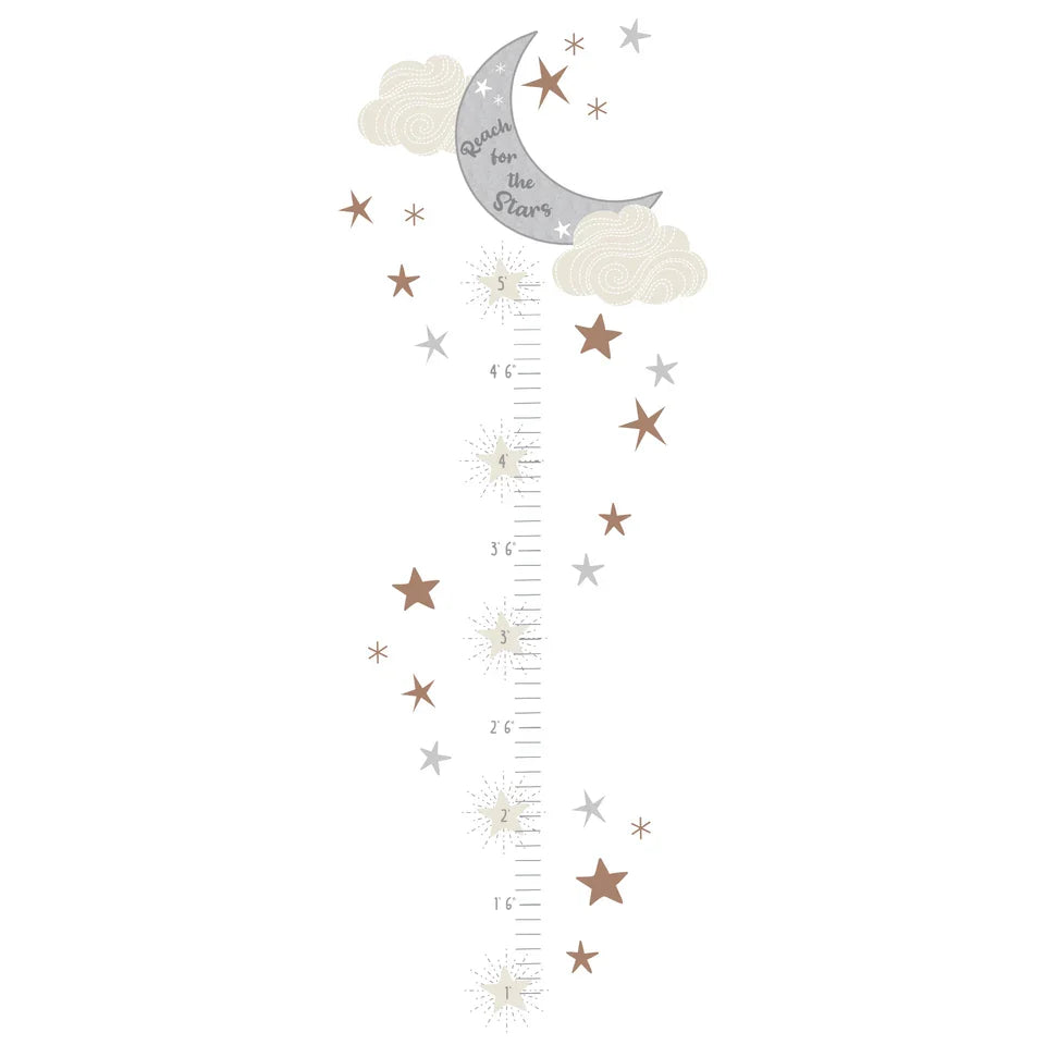 Toddler Growth Chart Wall Decal with Moon and Stars B2487