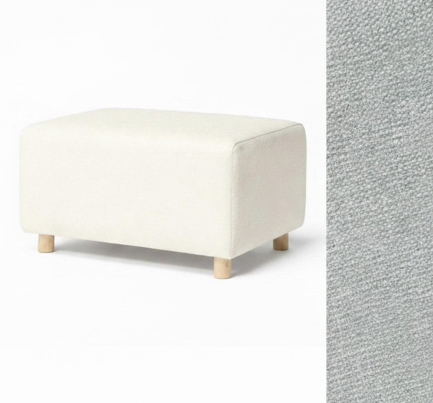 Wide Rectangle Ottoman with Wood Base I157