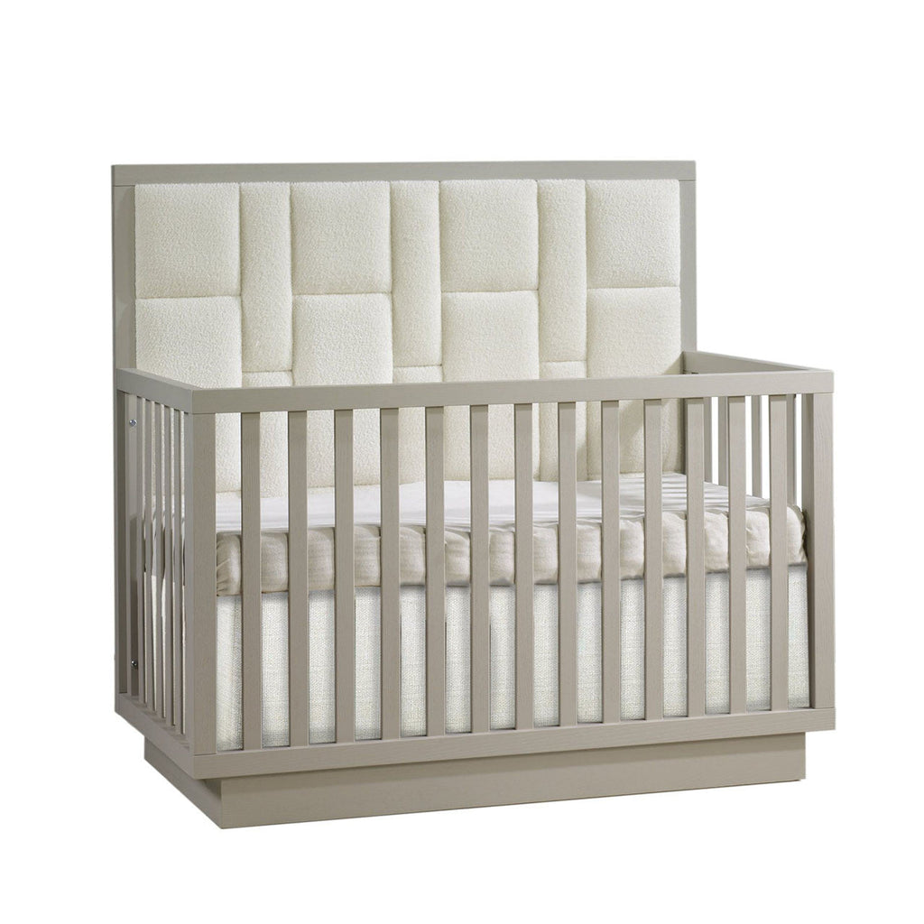 Crib-to-Double Bed with Upholstered Panel in Boucle Beige P31626
