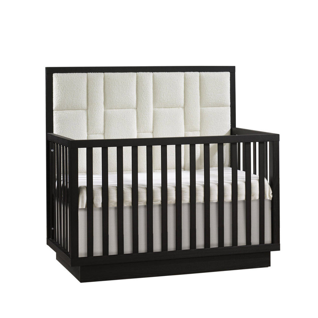 Crib-to-Double Bed with Upholstered Panel in Boucle Beige P31626