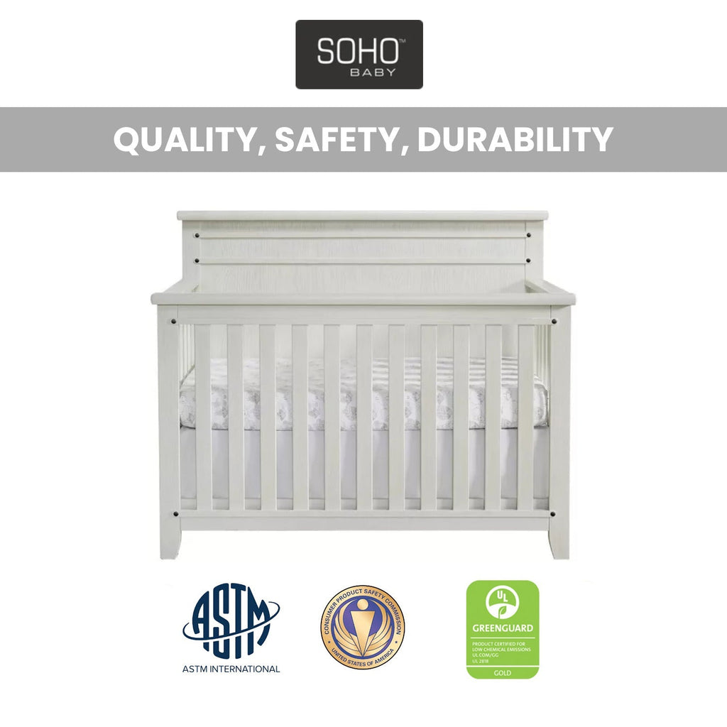 4-in-1 Convertible Crib - Rustic White P7007