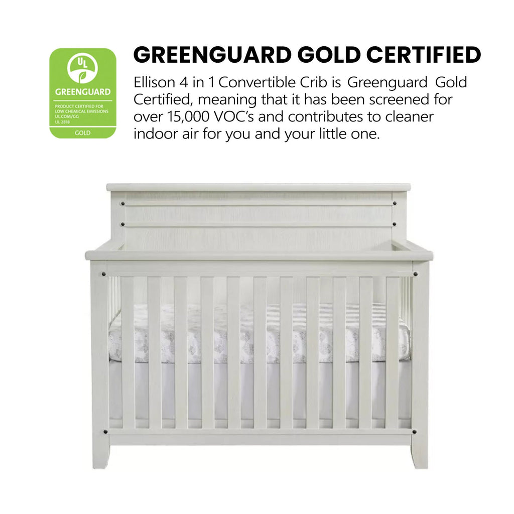 4-in-1 Convertible Crib - Rustic White P7007