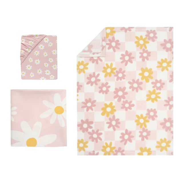 Baby Nursery Crib Bedding Set 3-Piece Pink/White L93503