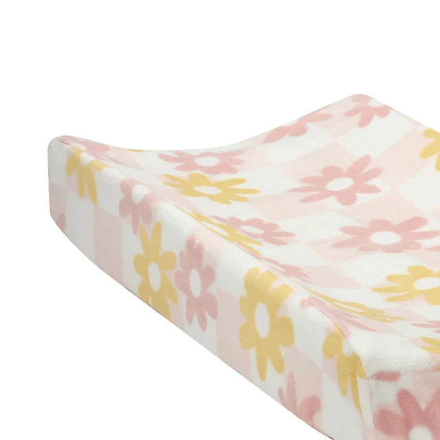 Daisy Dreams Pink/White Checkered Changing Pad Cover J123857