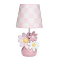 Pink Floral Lamp with Shade and LED Bulb P2349