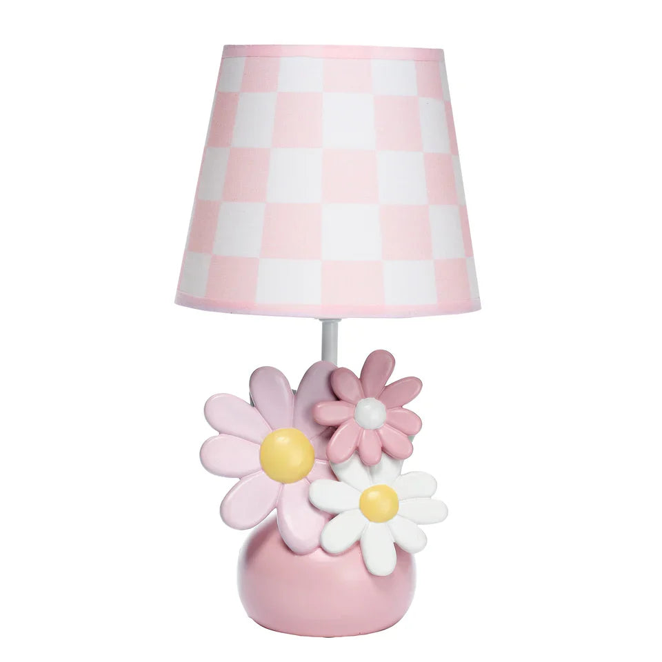Pink Floral Lamp with Shade and LED Bulb P2349