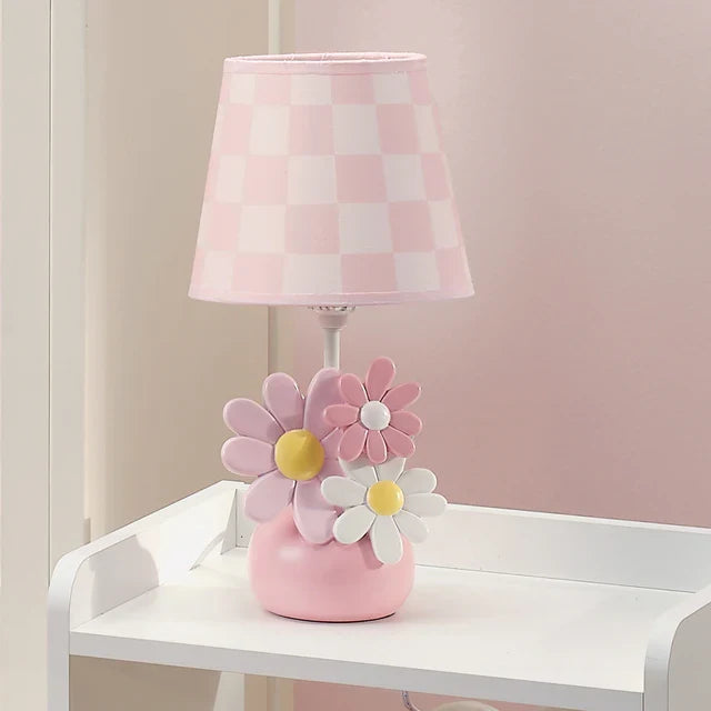 Pink Floral Lamp with Shade and LED Bulb P2349