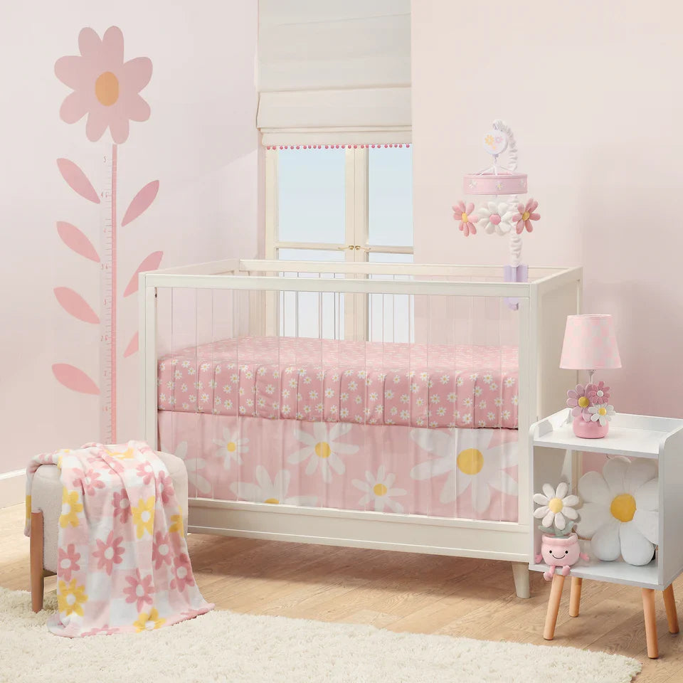 Baby Nursery Crib Bedding Set 3-Piece Pink/White L93503