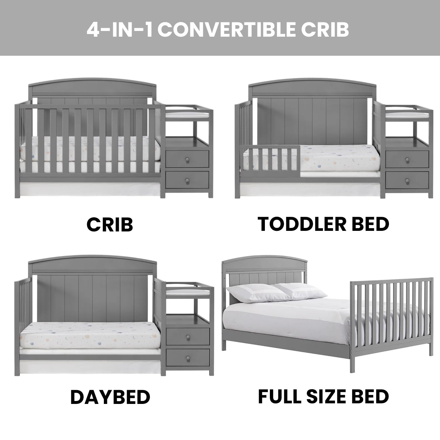 Baby Crib and Changer - Dove Gray F941408