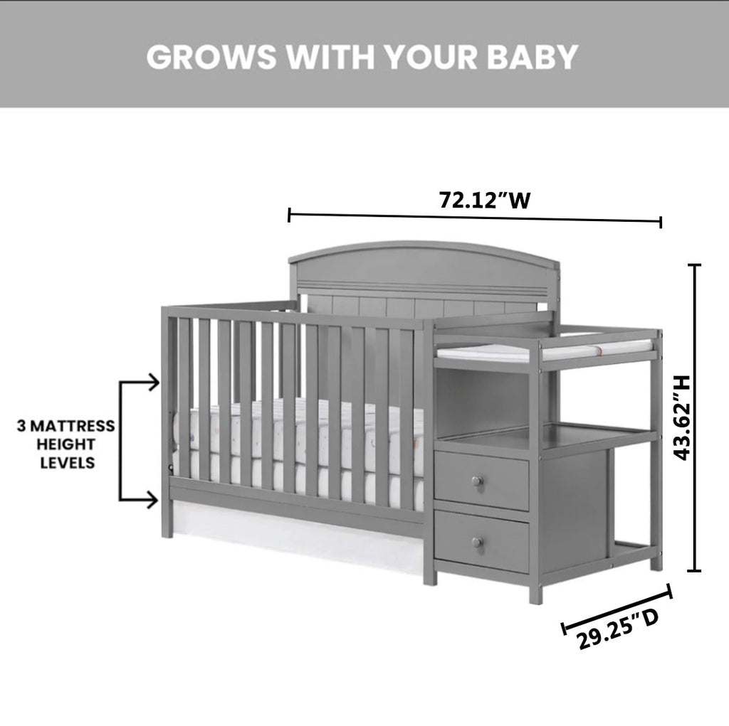 Baby Crib and Changer - Dove Gray F941408