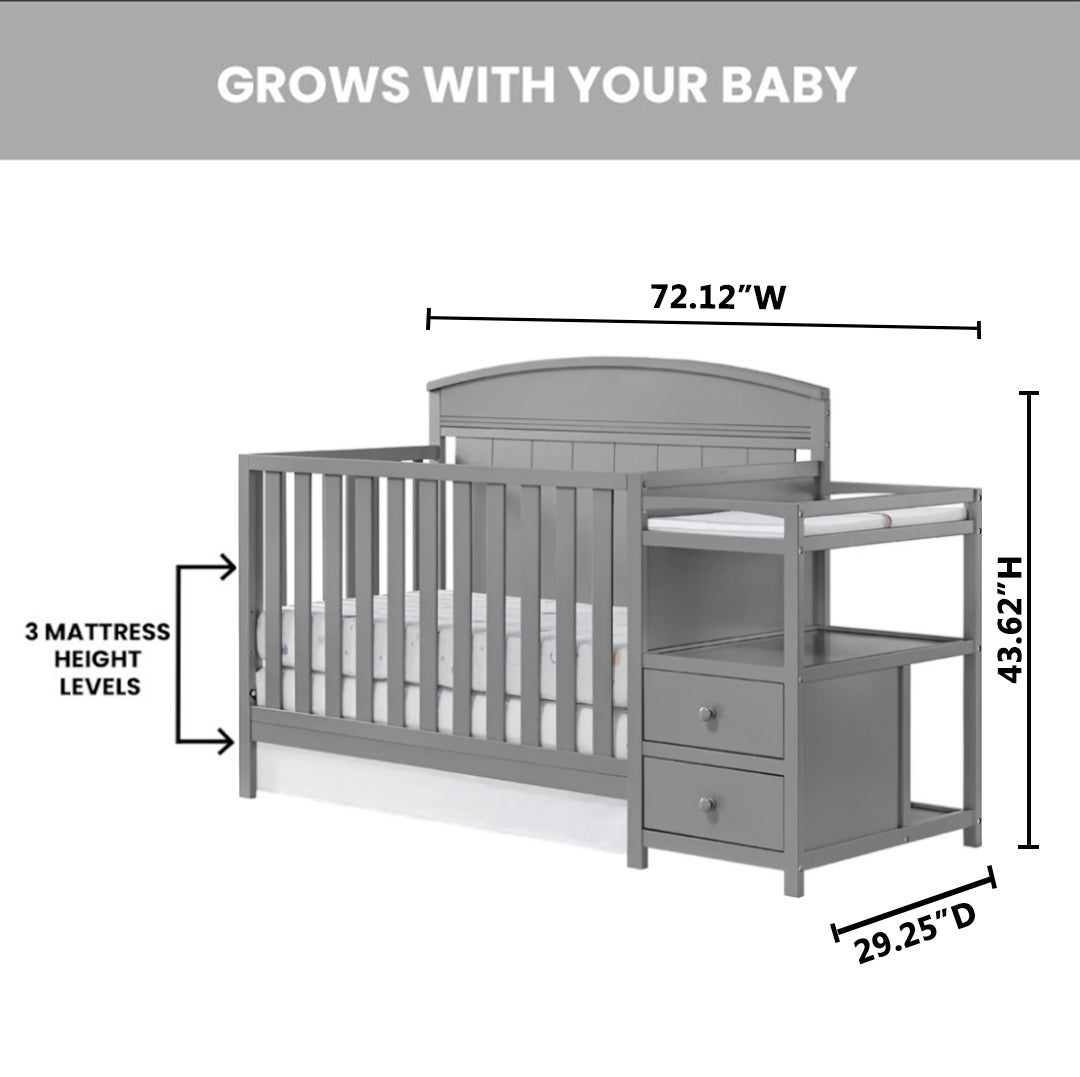 Baby Crib and Changer - Dove Gray F941408