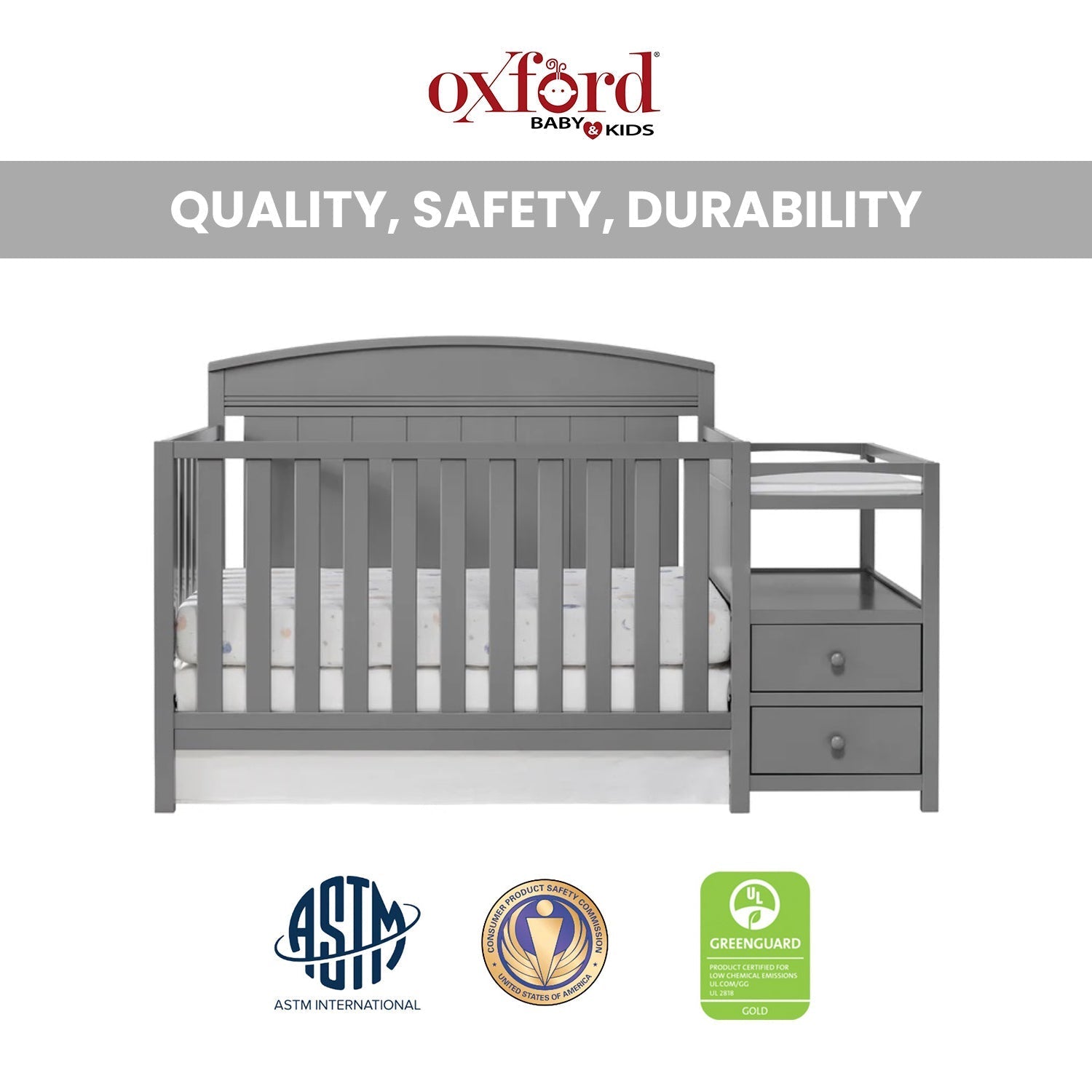 Baby Crib and Changer - Dove Gray F941408