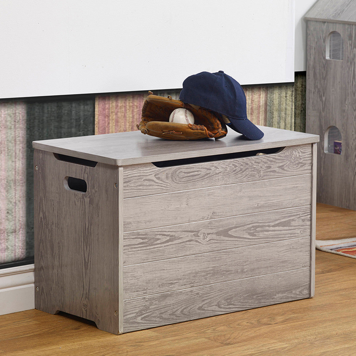 Farmhouse Toy Box in Panel Gray M40903
