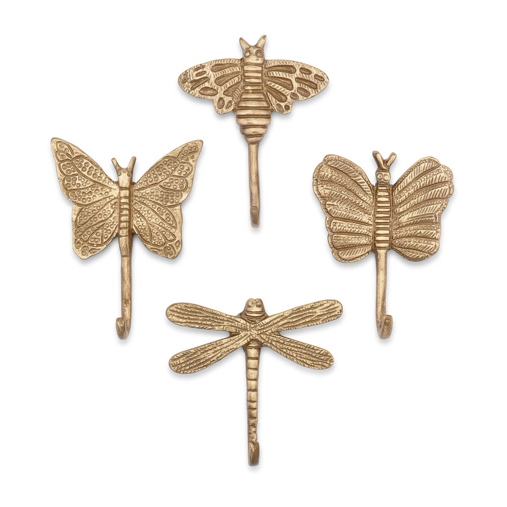 Antique Gold Dragonfly Wall Hook Set H5366