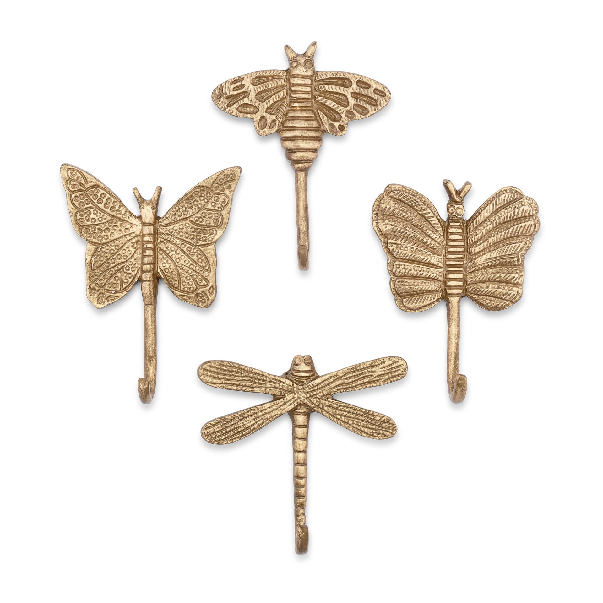 Antique Gold Dragonfly Wall Hook Set H5366