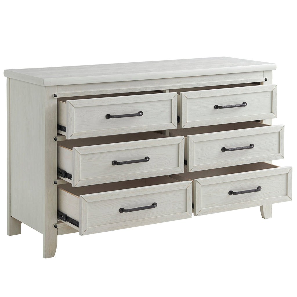 6 Drawer Dresser - Rustic White F818