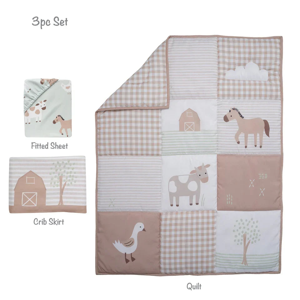 Farmyard Friends 3-Piece Infant Crib Bedding Set J388101