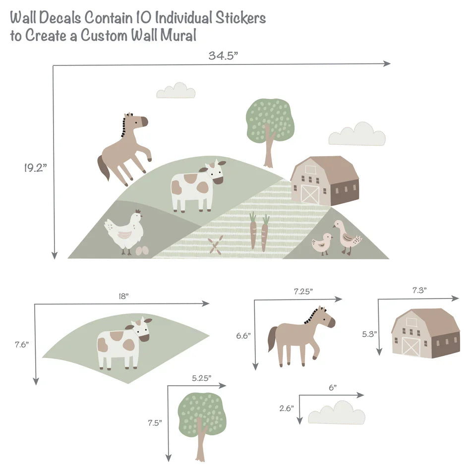 Farmyard Friends Wall Decals Horse Cow Barn N50146