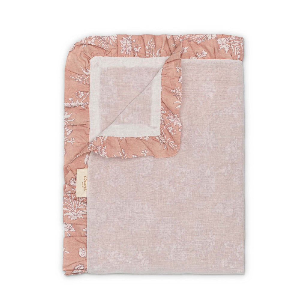 Violet Floral Muslin Baby Blanket with Ruffle Trim C89837