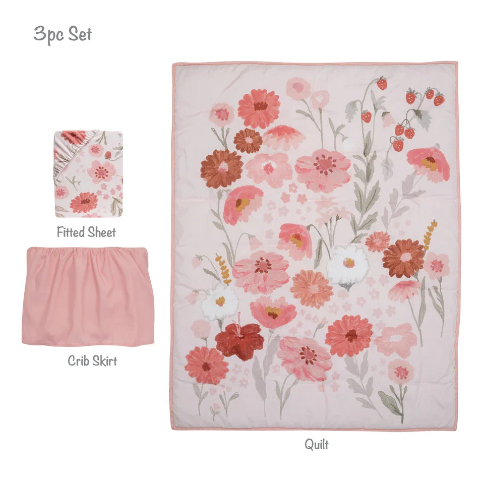 Floral Baby Nursery Crib Bedding Set, 3-Piece V983