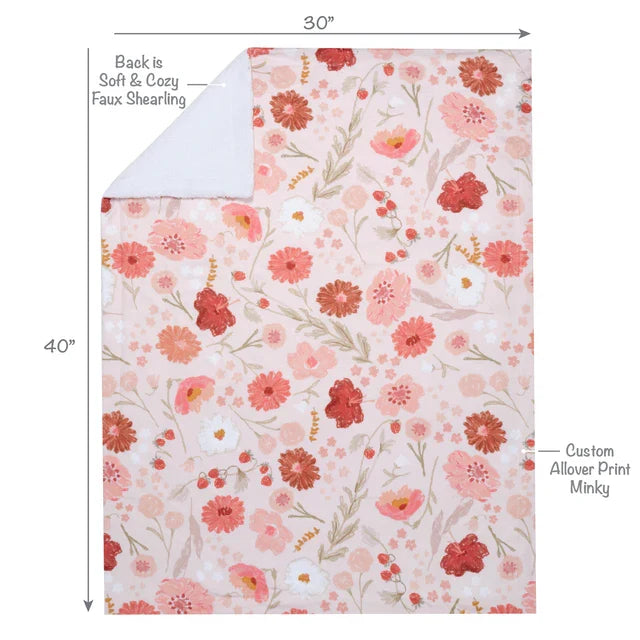 Floral Strawberry Cozy Fleece Baby Blanket P37205