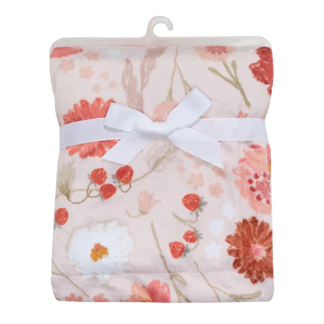 Floral Strawberry Cozy Fleece Baby Blanket P37205