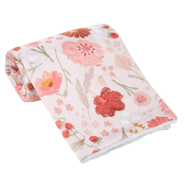 Floral Strawberry Cozy Fleece Baby Blanket P37205