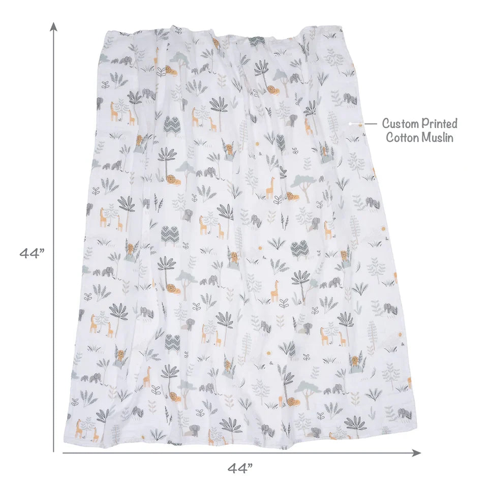 Jungle Adventure 2-Pack Cotton Muslin Newborn Baby Swaddle Blankets K254
