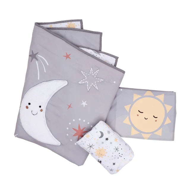 3-Piece Baby Crib Bedding Set with Celestial Star Design H2261