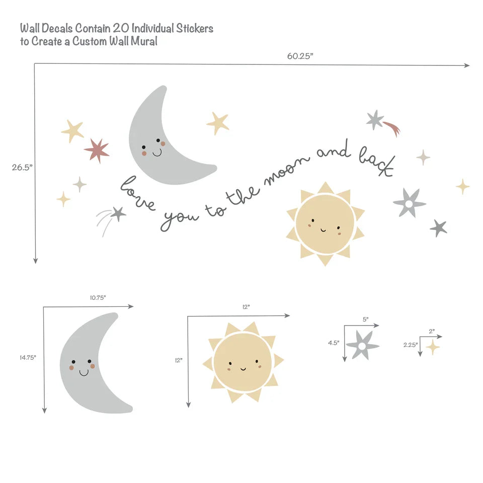 Celestial Moon & Stars Wall Decal Stickers B19048