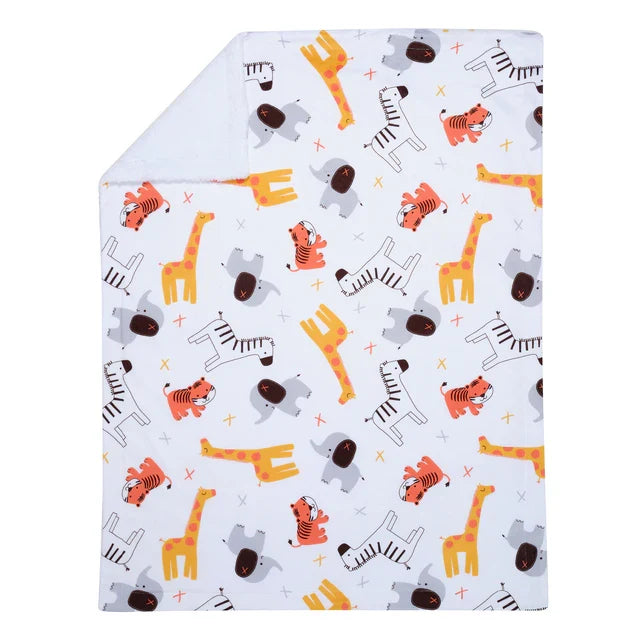Safari-Themed Soft Fleece Baby Blanket C5110